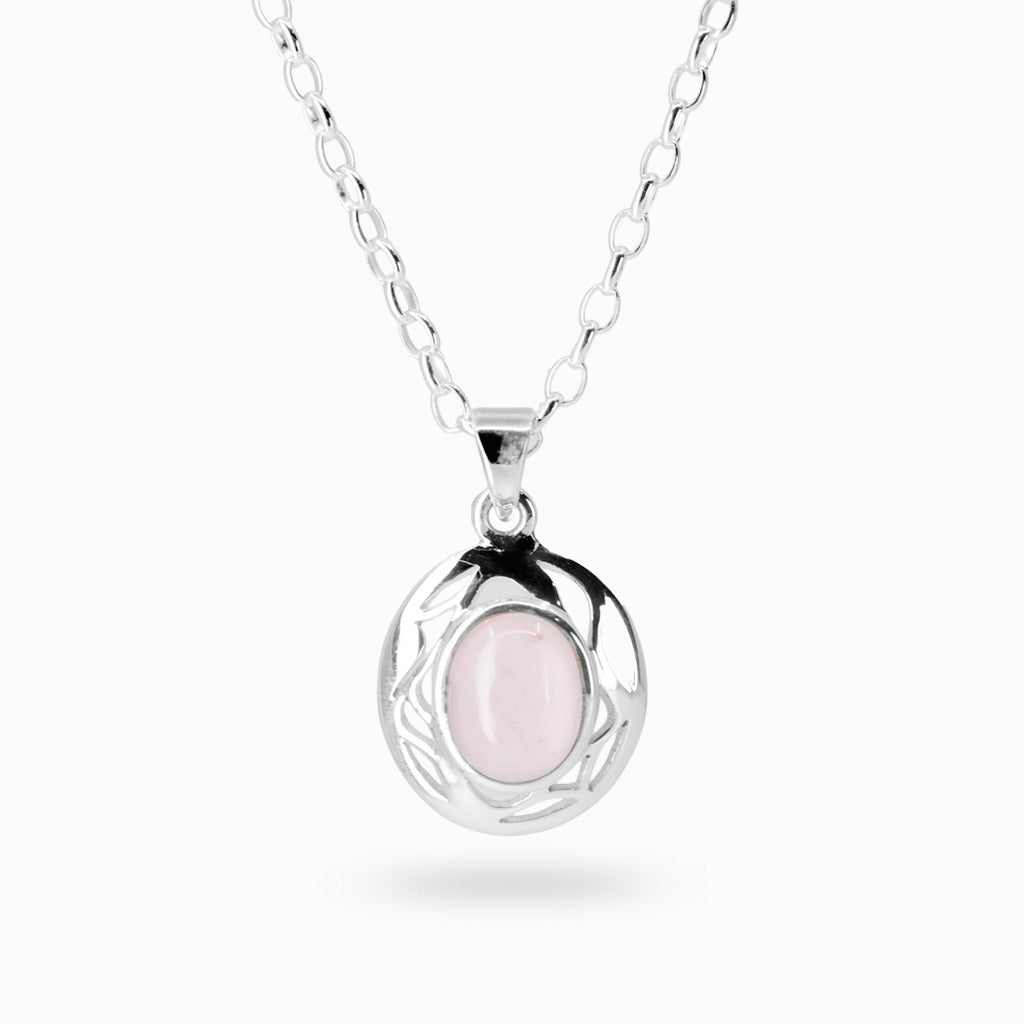 Dainty Rose Quartz Necklace Silver 925 Rose Quartz Charm