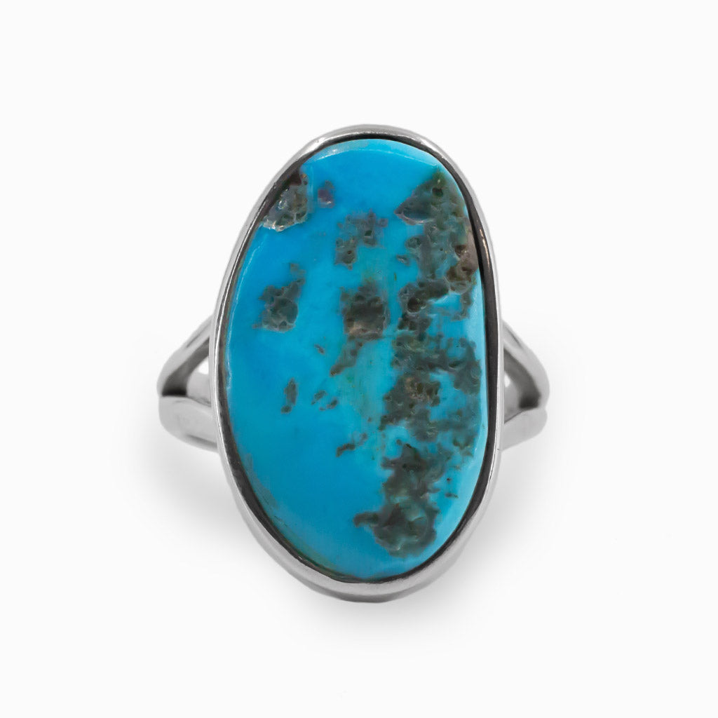 Sleeping Beauty Turquoise Yarn Guide Ring - Sterling Silver Tension Ring for Knitting and Crochet