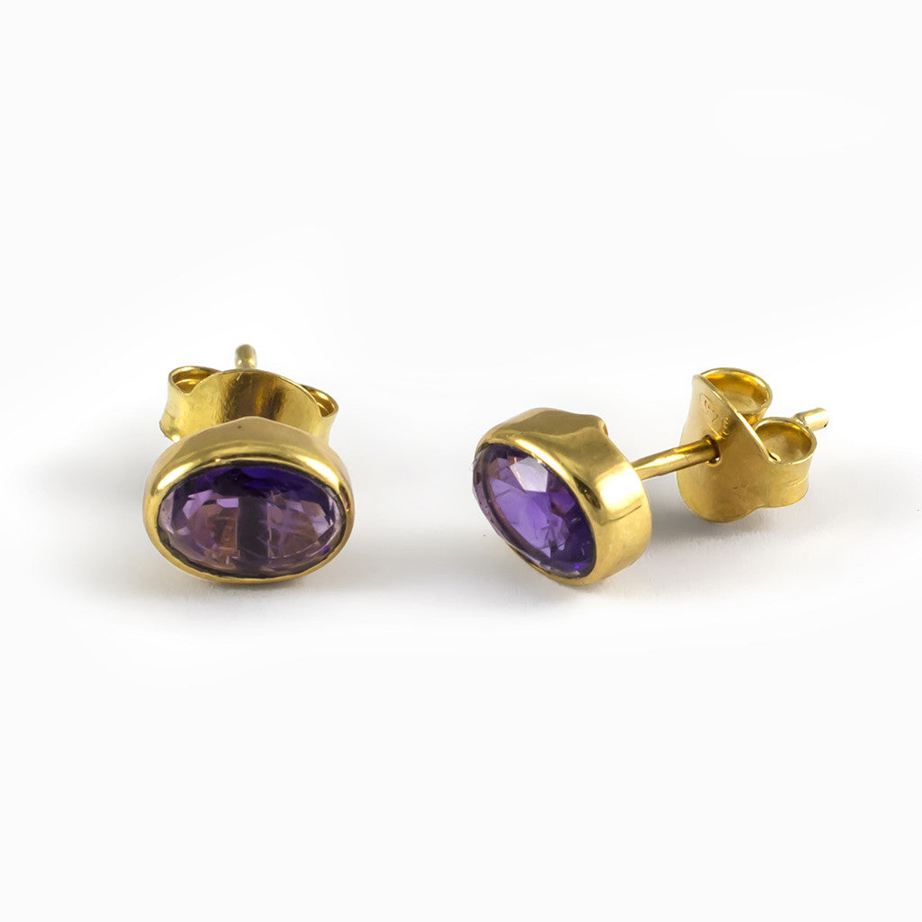 Amethyst and Garnet Stud Drop Earrings | Made In Earth US