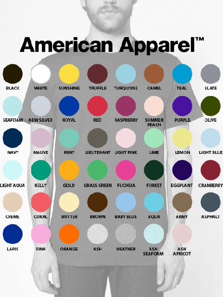 American Apparel 2001 Color Chart