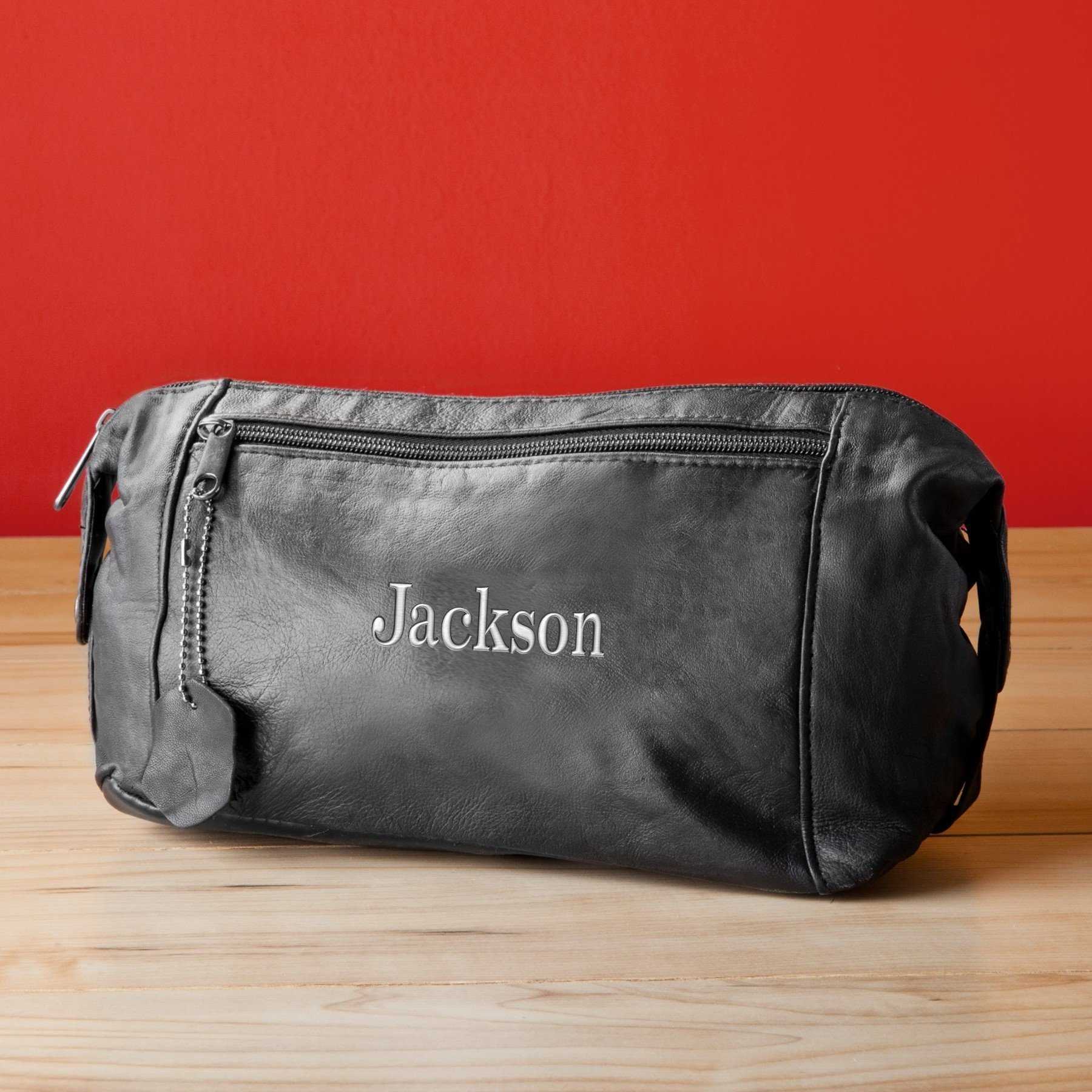 Personalized Travel Bag - Shaving Kit - Leather