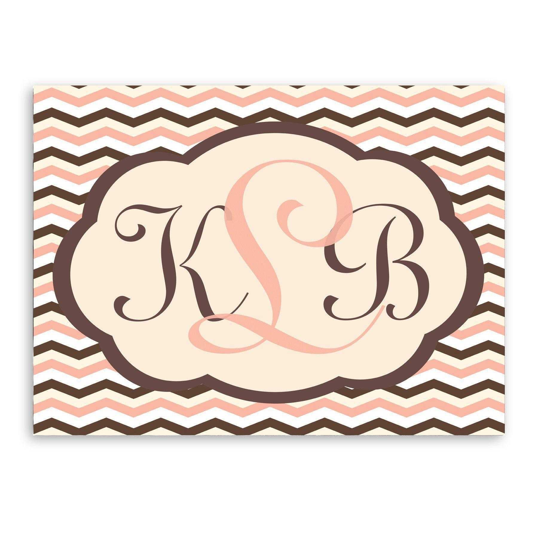 Personalized Baby Pink and Brown Chevron Canvas Sign