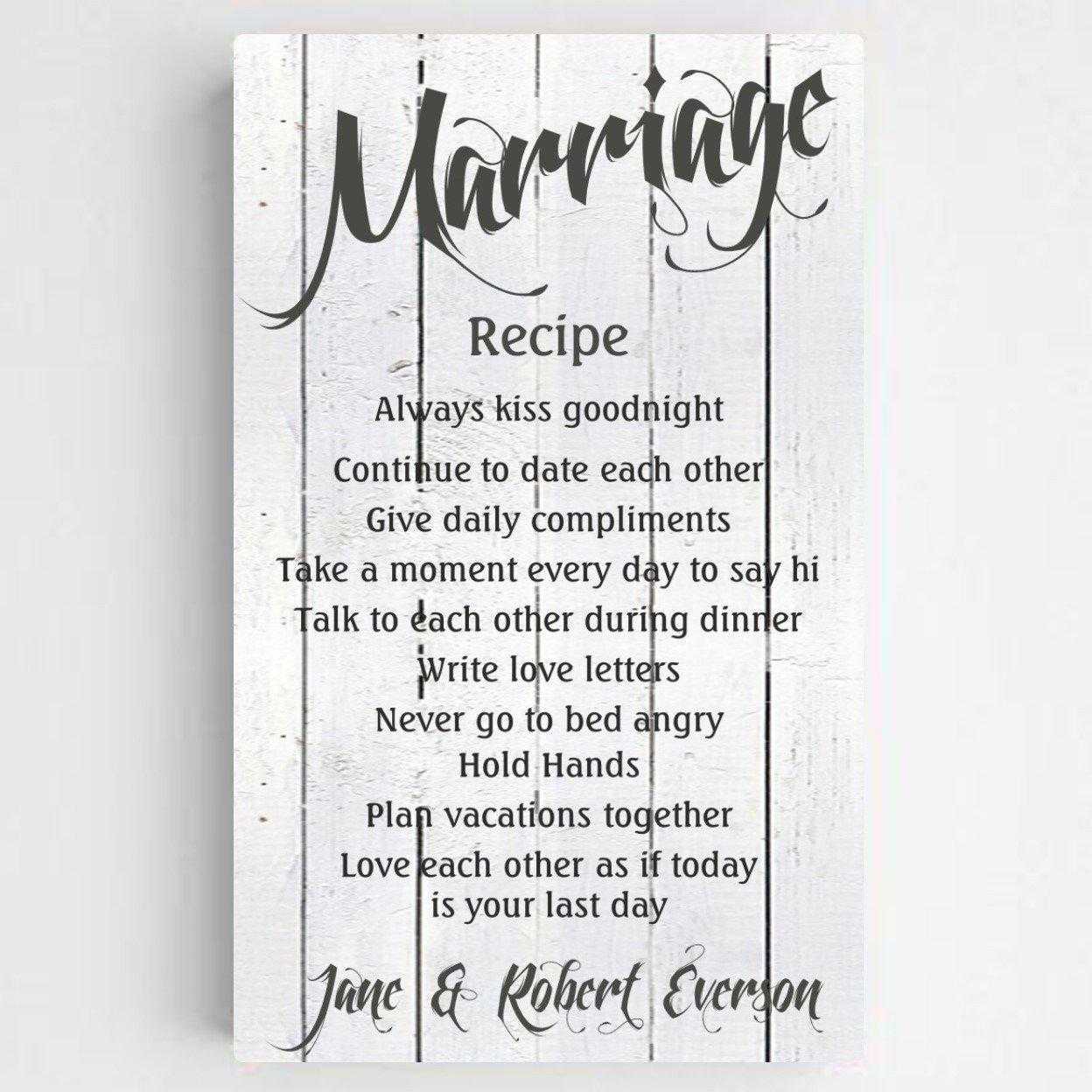 Personalized Marriage Recipe Canvas Print