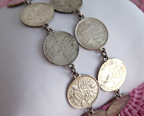 Silver Coin Bracelet Coins King George V Silver Threepenny Bits 1915-1 ...