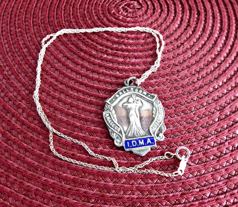 English Hallmarked Fob Medal Sterling Silver Waltz Dance Necklace 1952 ...