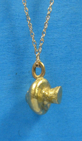 Necklace Solid 14kt Gold Hand Made Mushroom Pendant 14kt Gold Chain 19 ...