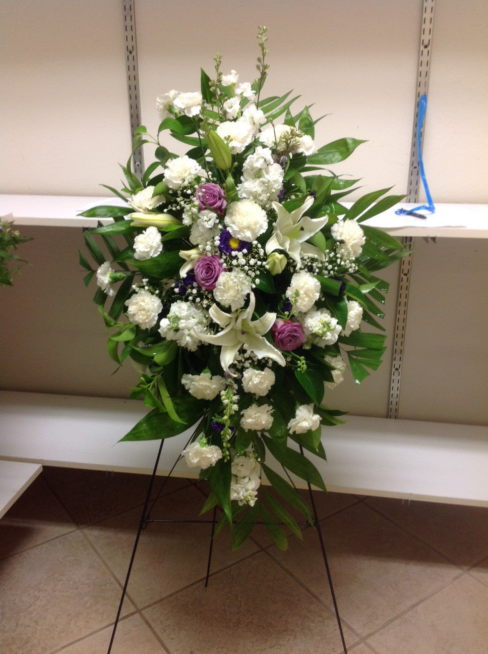 Standing Sprays (white and lavender) | Flora Funeral ...