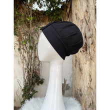 Slip-on Hat w/ Bow Detail - Black Matte Metallic-Hat-The Little Tichel Lady