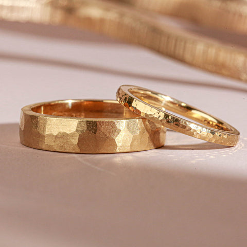 Two custom gold wedding rings