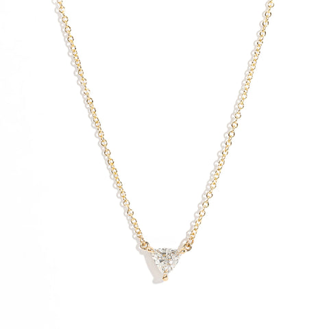 Yellow gold chain with 0.80ct trillian cut 7.13 x 6.48mm P1 colour white diamond