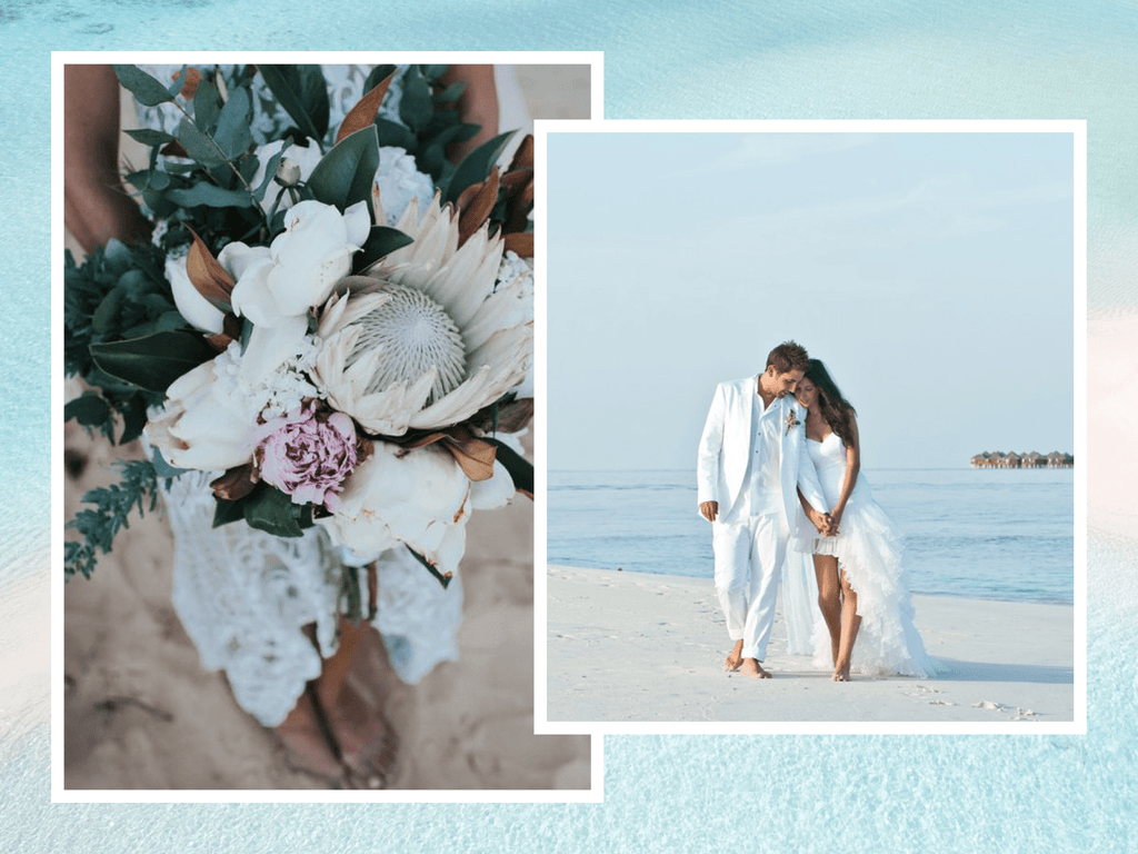 all white linen beach wedding