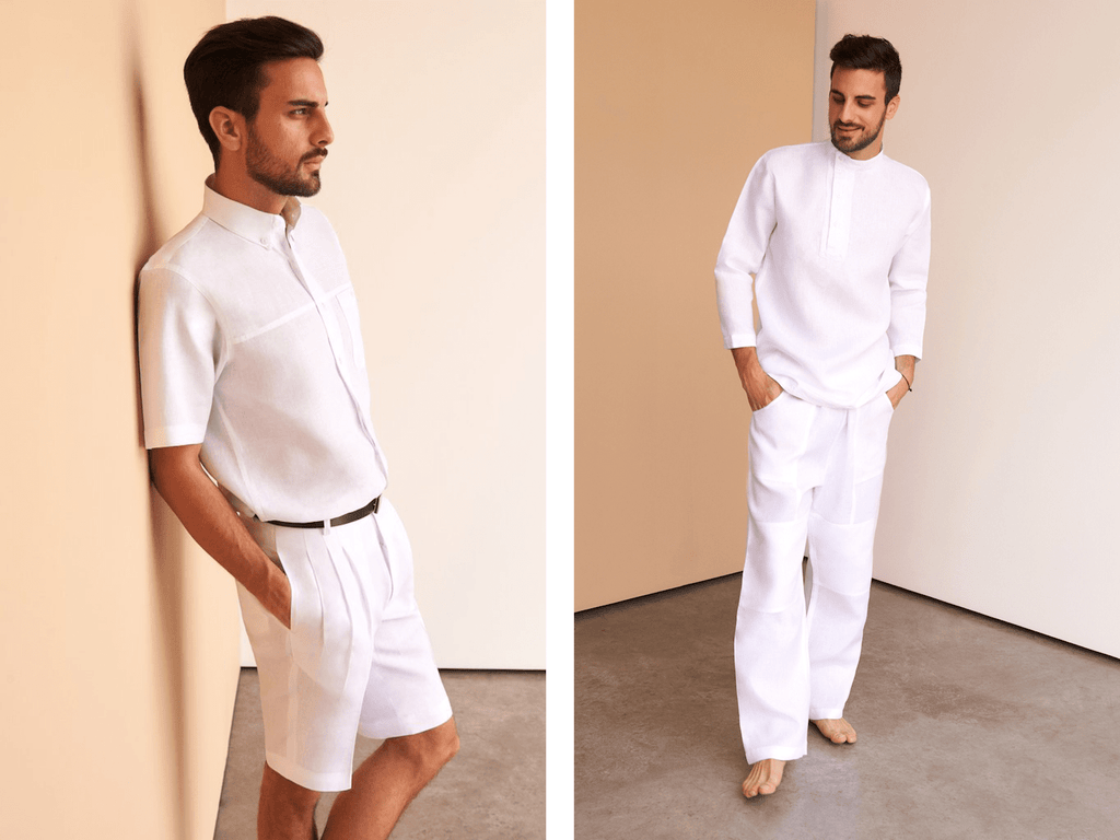 mens white linen garments for all body types