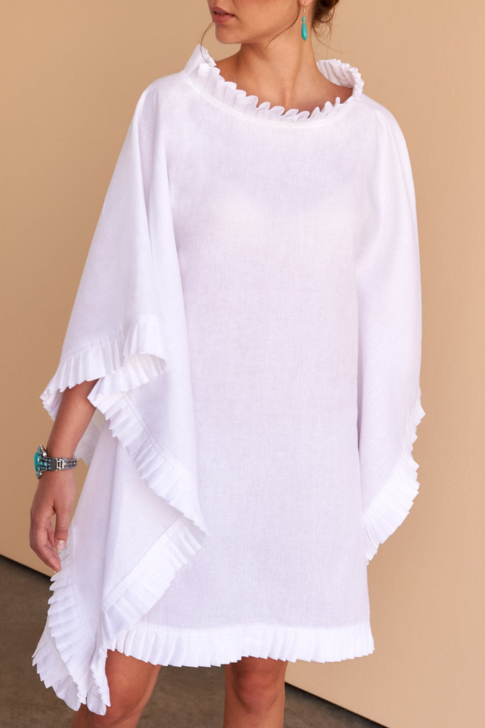white linen kaftan dress
