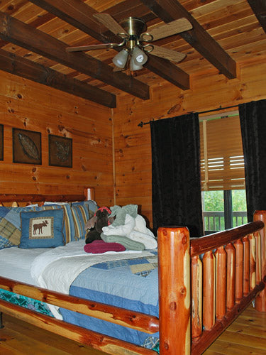log home guest room before