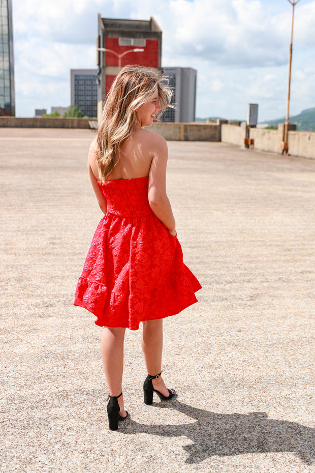 Experience The Magic Floral Dress, Red – Emmaline's