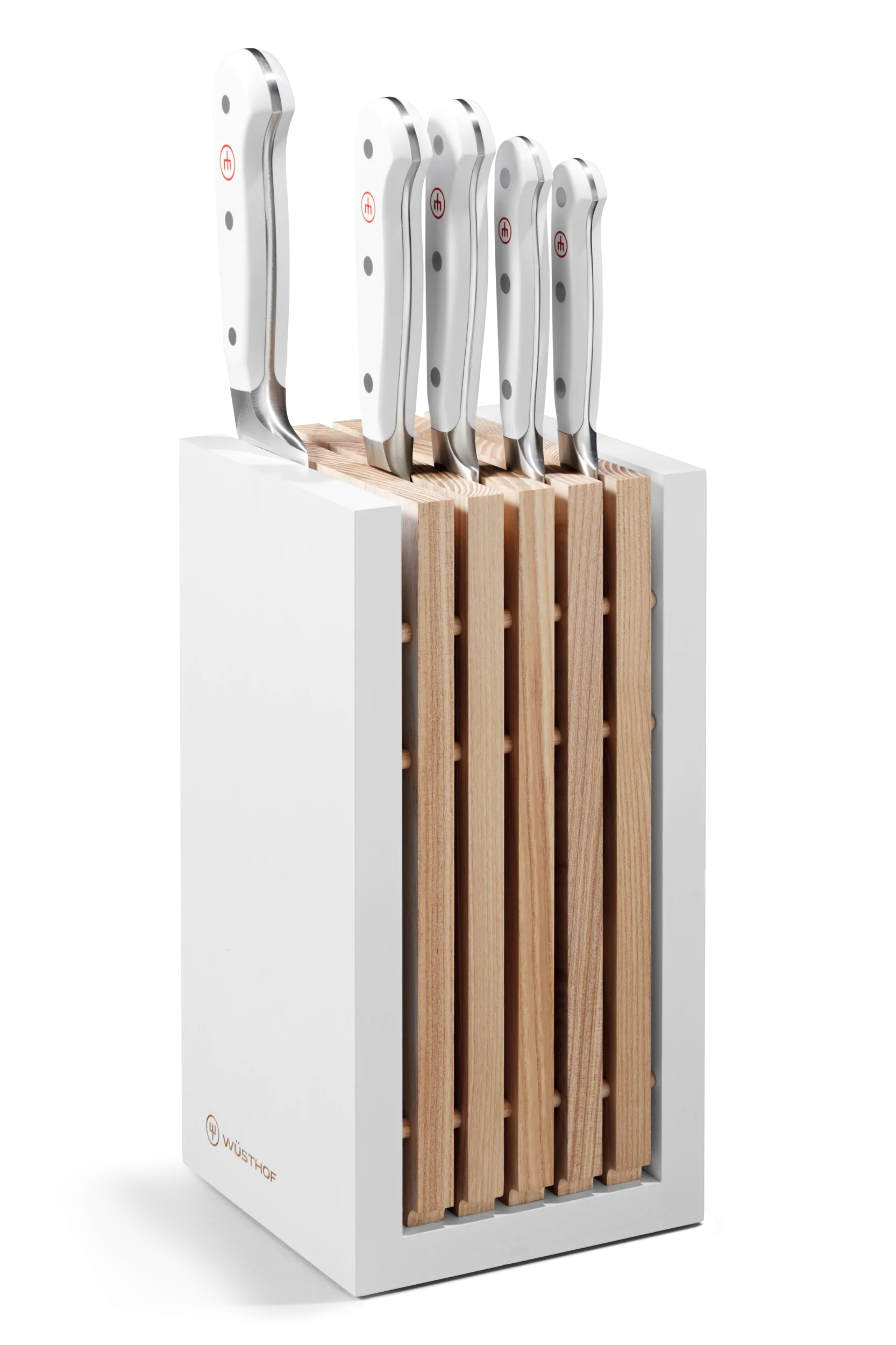 Ice Force set 7 pièces : Bloc couteaux universel en bois FSC + Couteaux :  Cuisine 9 cm + Chef 20 cm + Utilité 11 cm + Santoku 18 cm + A