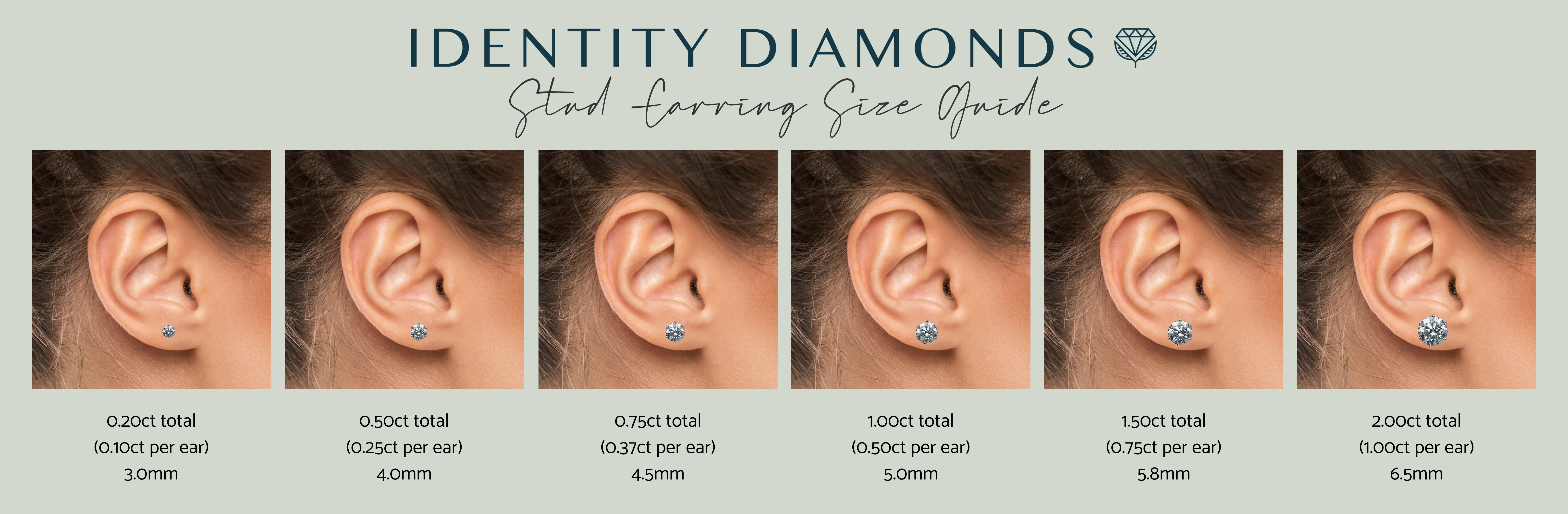 Tailles des boucles d'oreilles en diamant