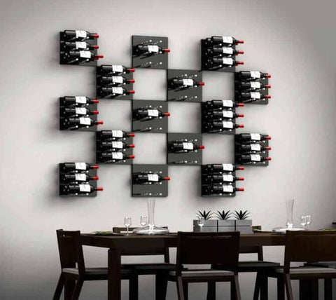 Fusion Wine Wall Panel Black Acrylic 9 Bottles