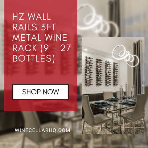 HZ Wall Rails 3ft Metal Wine Rack (9 to 27 Bottles)