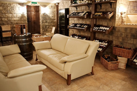 wine room with couch