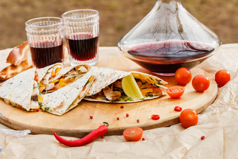 Red wine with fajitas