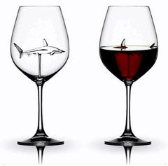 Two 3D Shark Wine Glasses