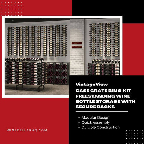 VintageView Case Crate Bin 6-Kit Freestanding Wine Bottle Storage with Secure Backs