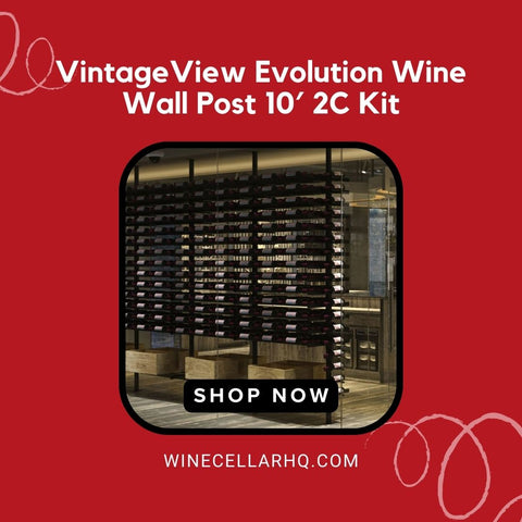VintageView Evolution Wine Wall Post 10′ 2C Kit Label Forward Wine Rack Kit (2 sided, 72 to 144 bottles)