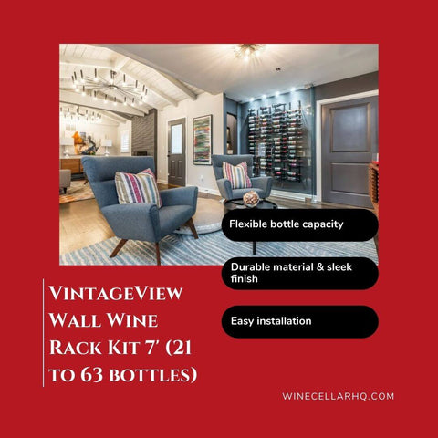 VintageView Wall Wine Rack Kit 7' (21 to 63 bottles)