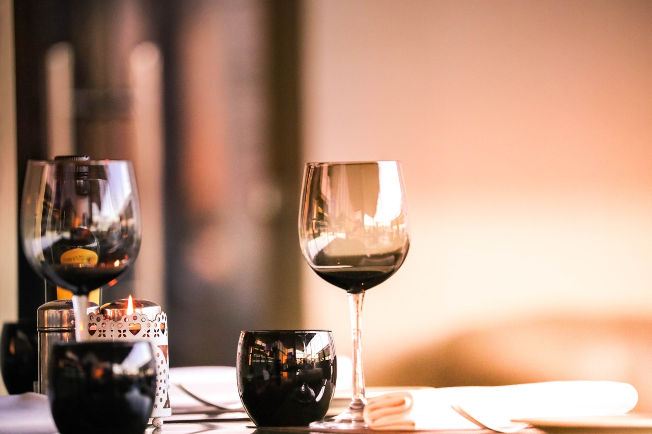 Four wine glasses on the table