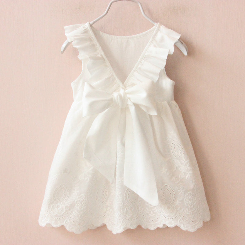 Little Girl's White Eyelet Ruffle Collar Dress – cuteheads