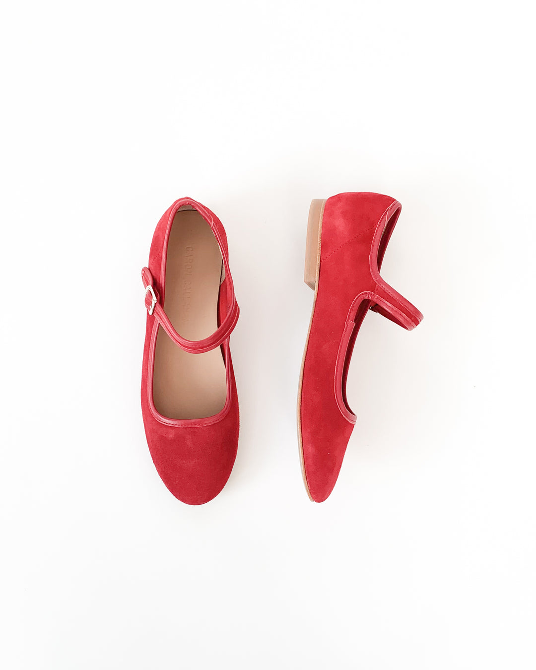 red suede mary jane shoes
