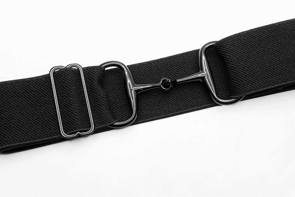 Black - 2 Gold Snaffle Elastic Belt – Ellany