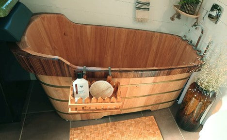 Boho Bathtub Ideas - ALFI Brand AB1148 59” Freestanding Wood Bathtub