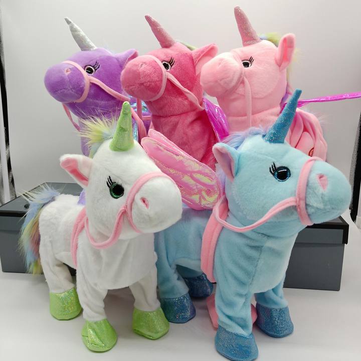 walking unicorn plush toy