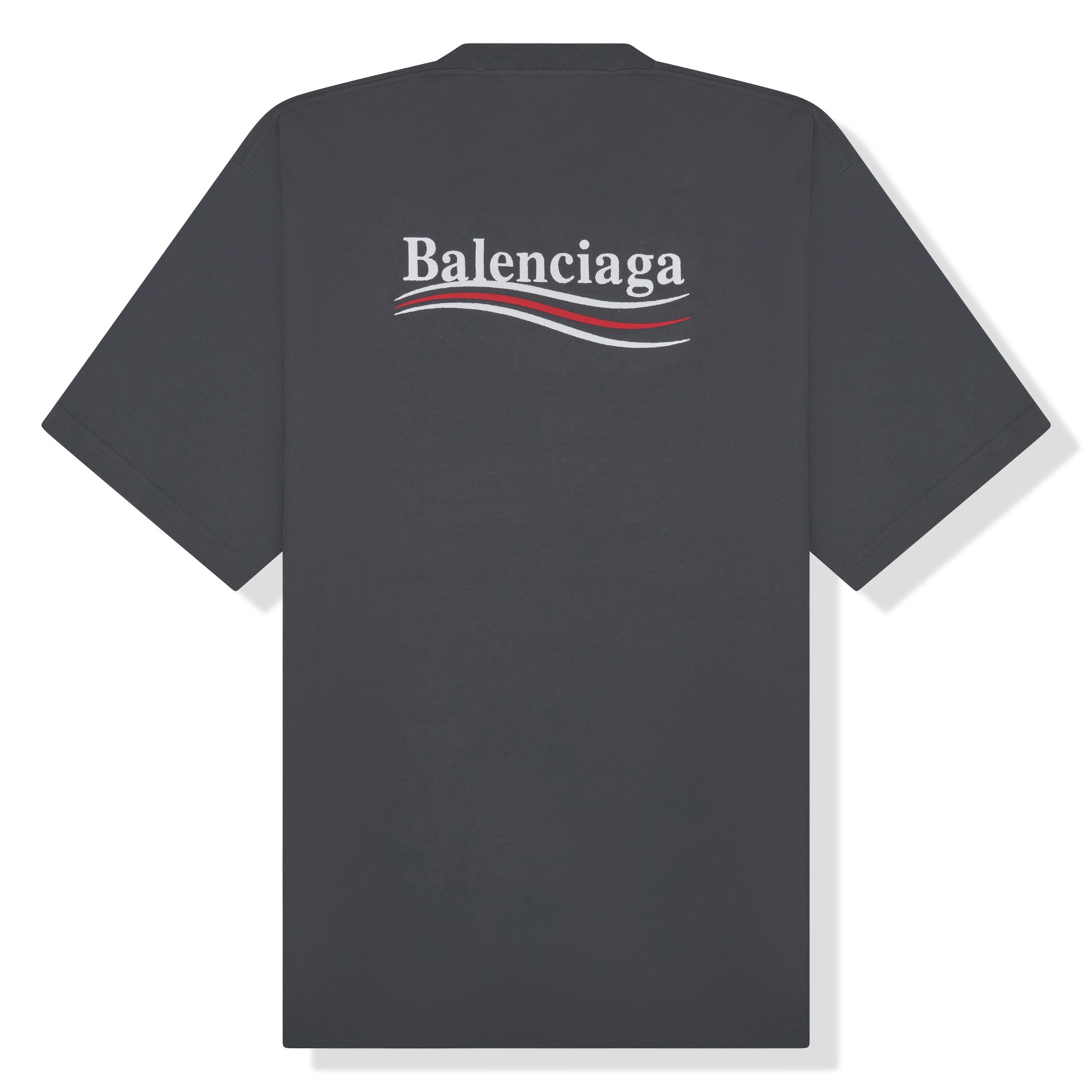 logo cotton t shirts | Balenciaga Political Dark Grey T Shirt