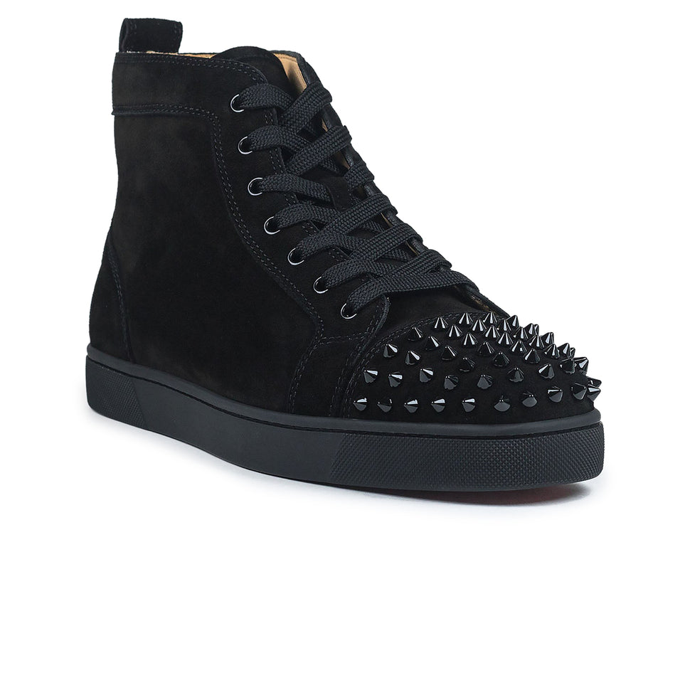 Christian Louboutin Spike Suede High Top Sneakers Shoes Black EU 41 From  Japan