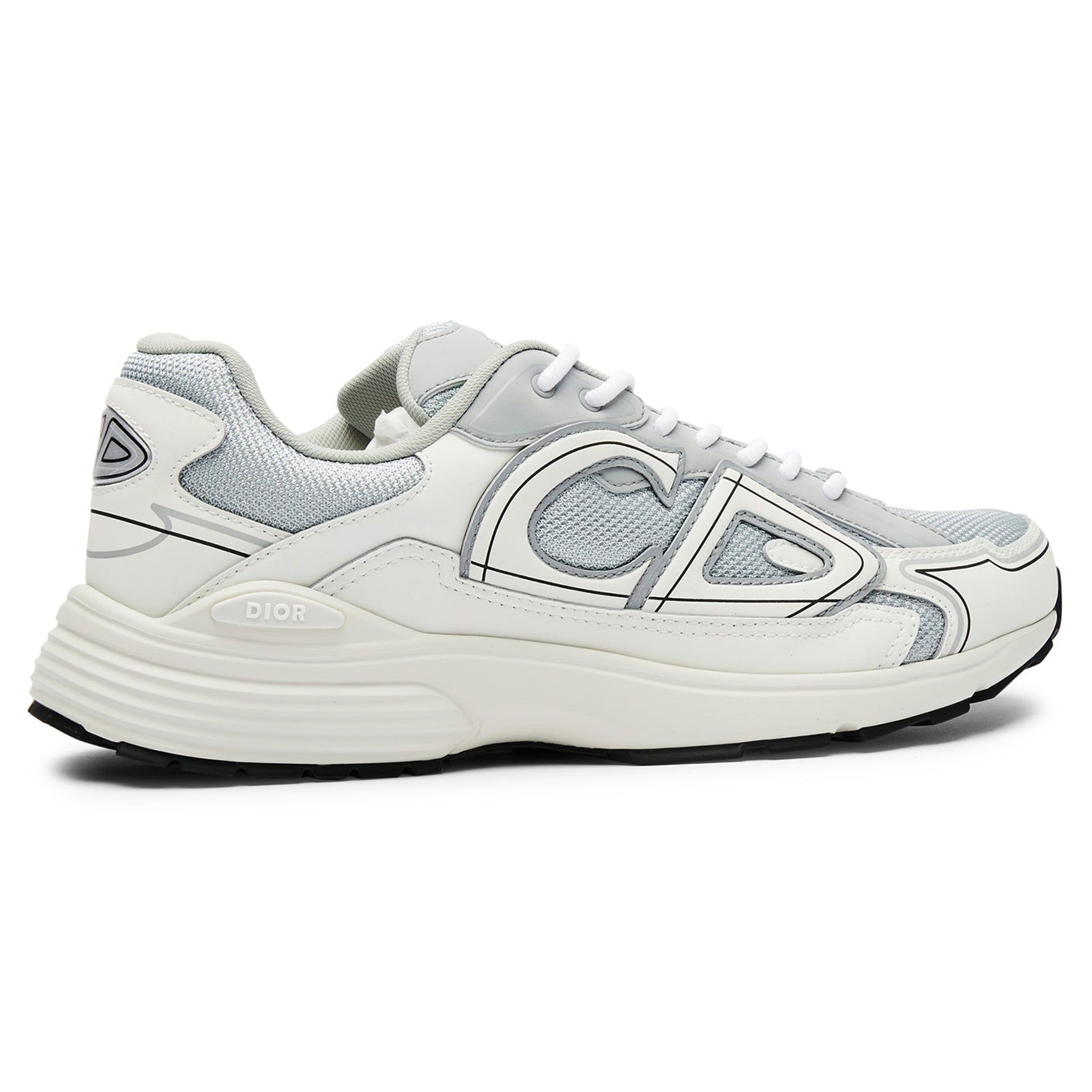 B30 Sneaker White Mesh and Silver-Tone Metallic Calfskin