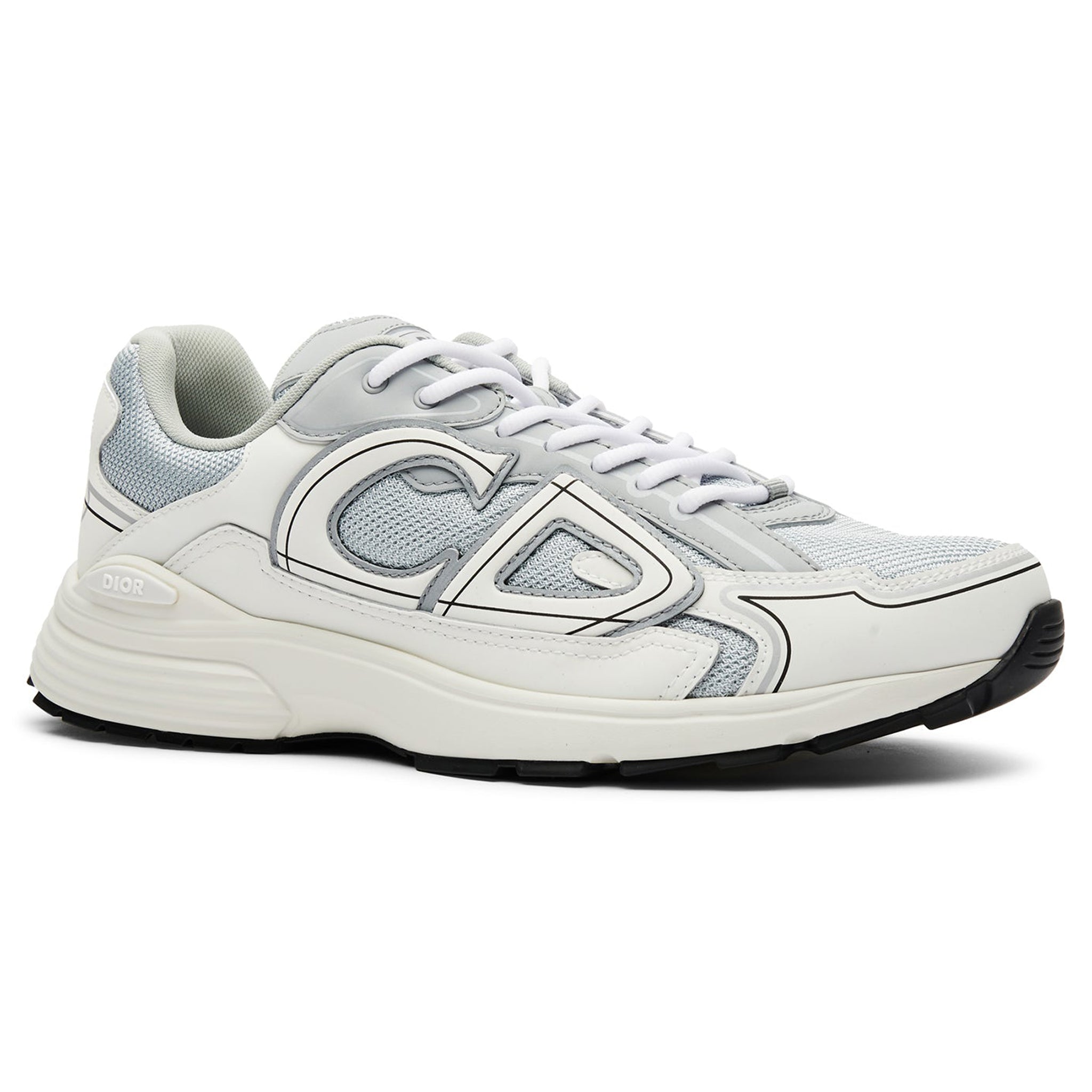 B30 Sneaker White Mesh and Silver-Tone Metallic Calfskin