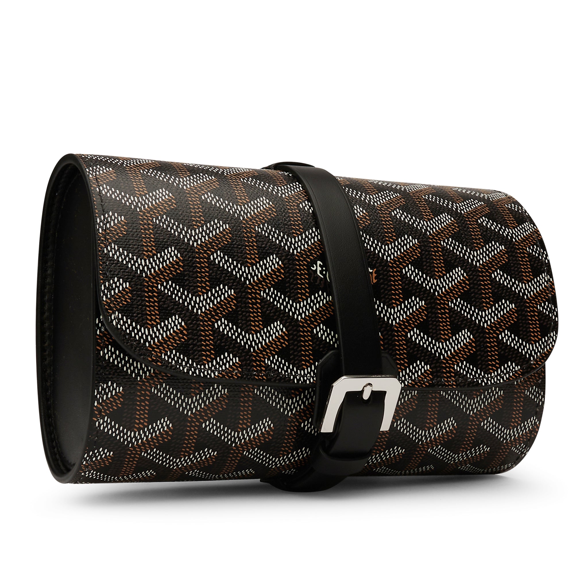 GOYARD Goyardine Double Travel Watch Case Black 1140868