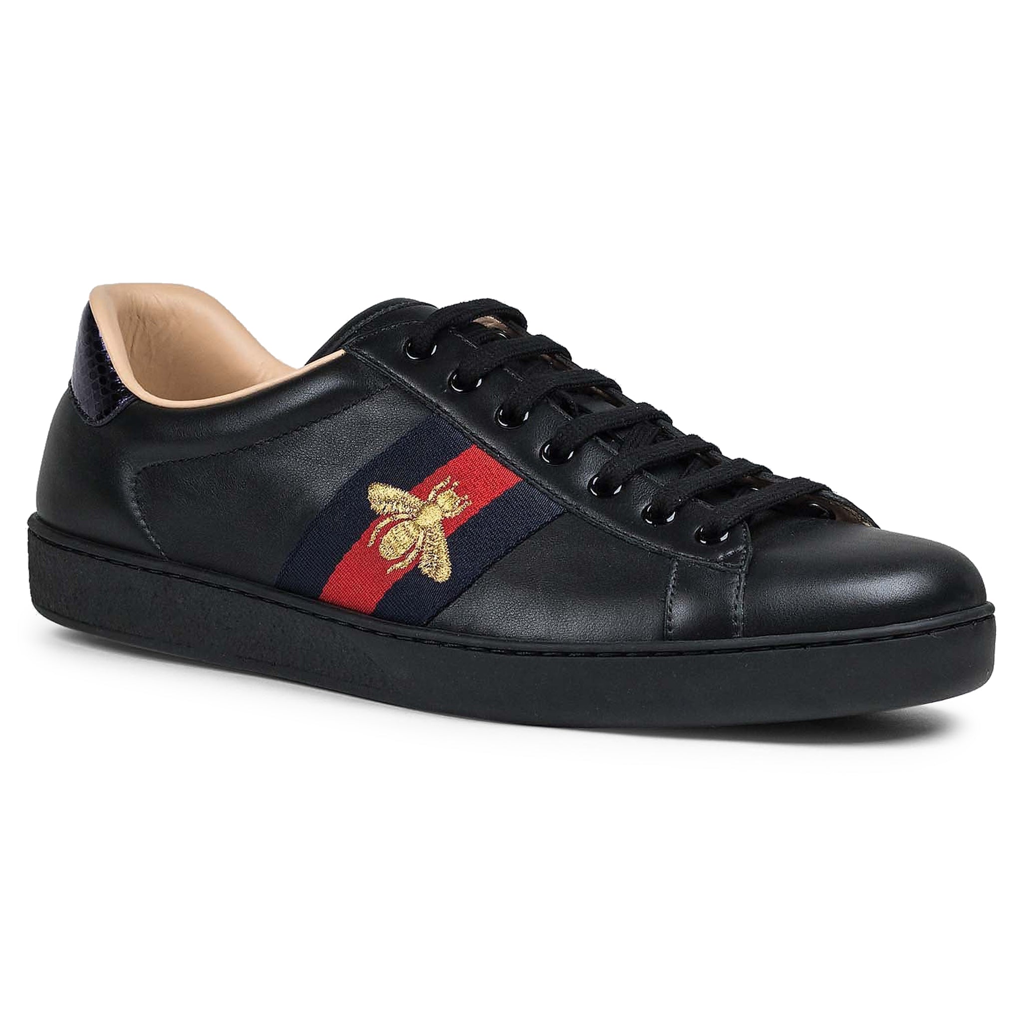 Gucci Ace Bee Embroidered Black Sneaker – Crepslocker