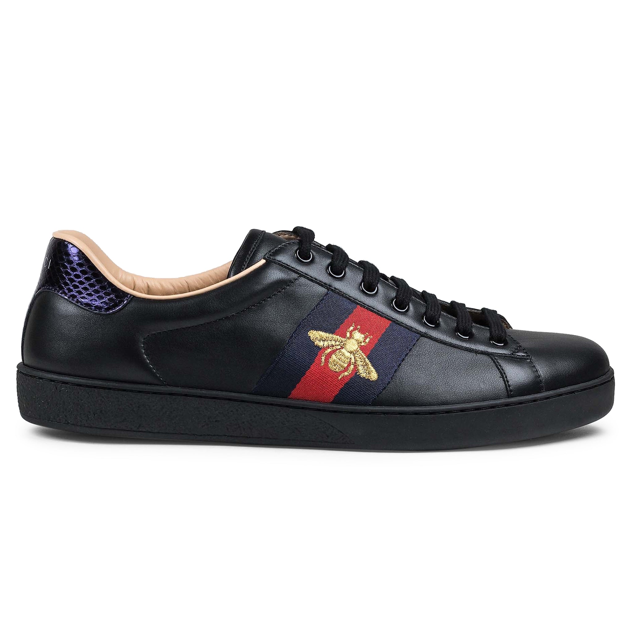 Gucci Ace Bee Embroidered Black Sneaker – Crepslocker