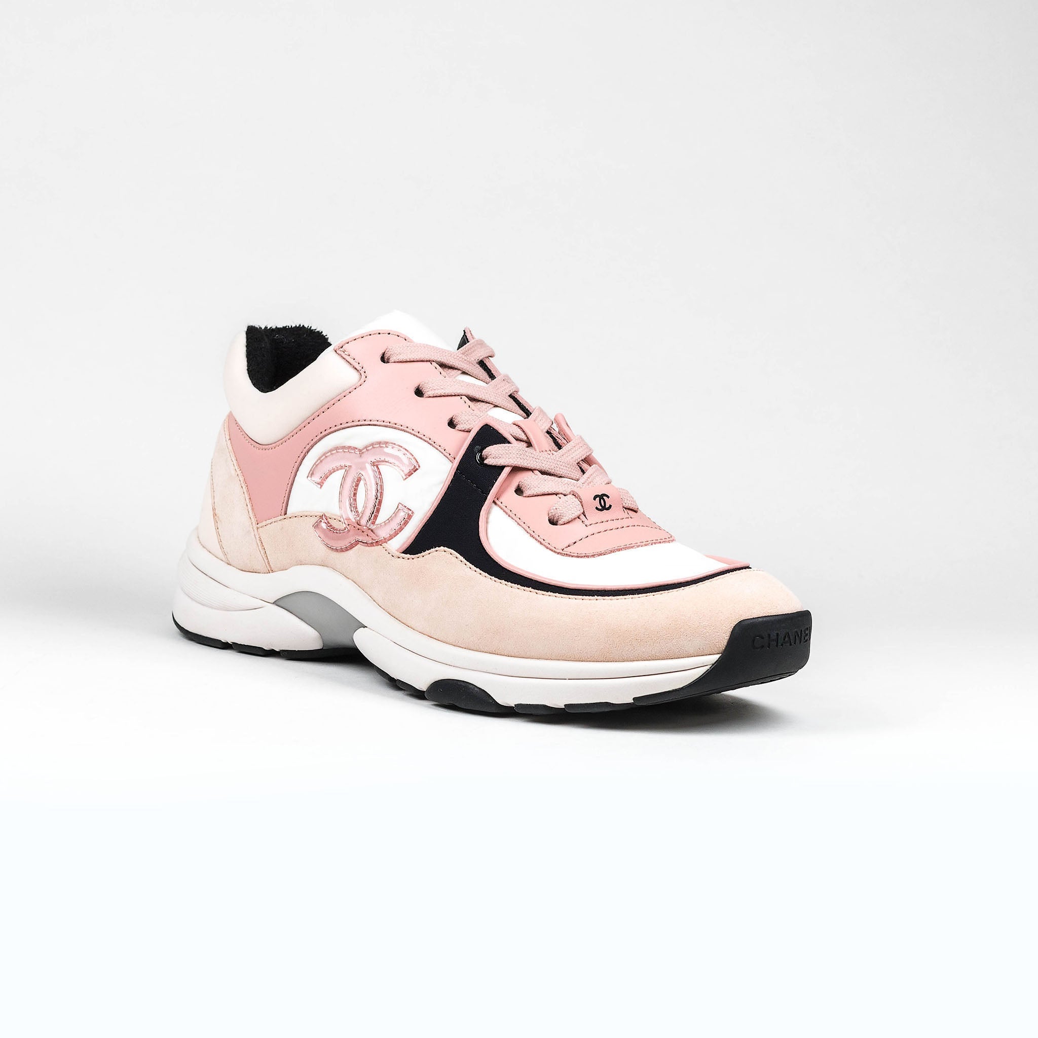 chanel sneakers pink white