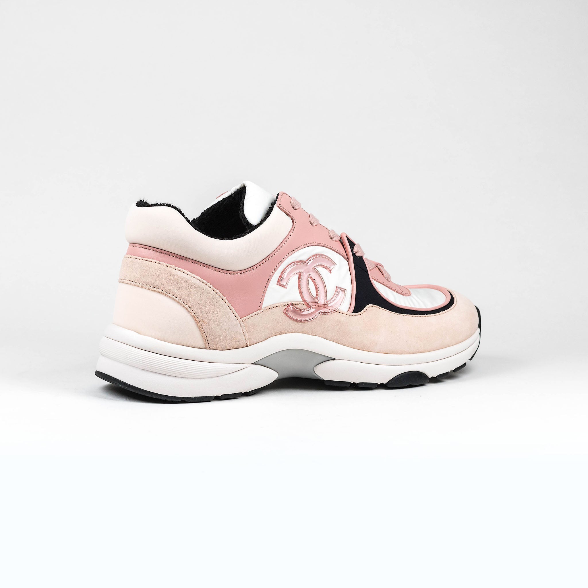 pink and white chanel sneakers