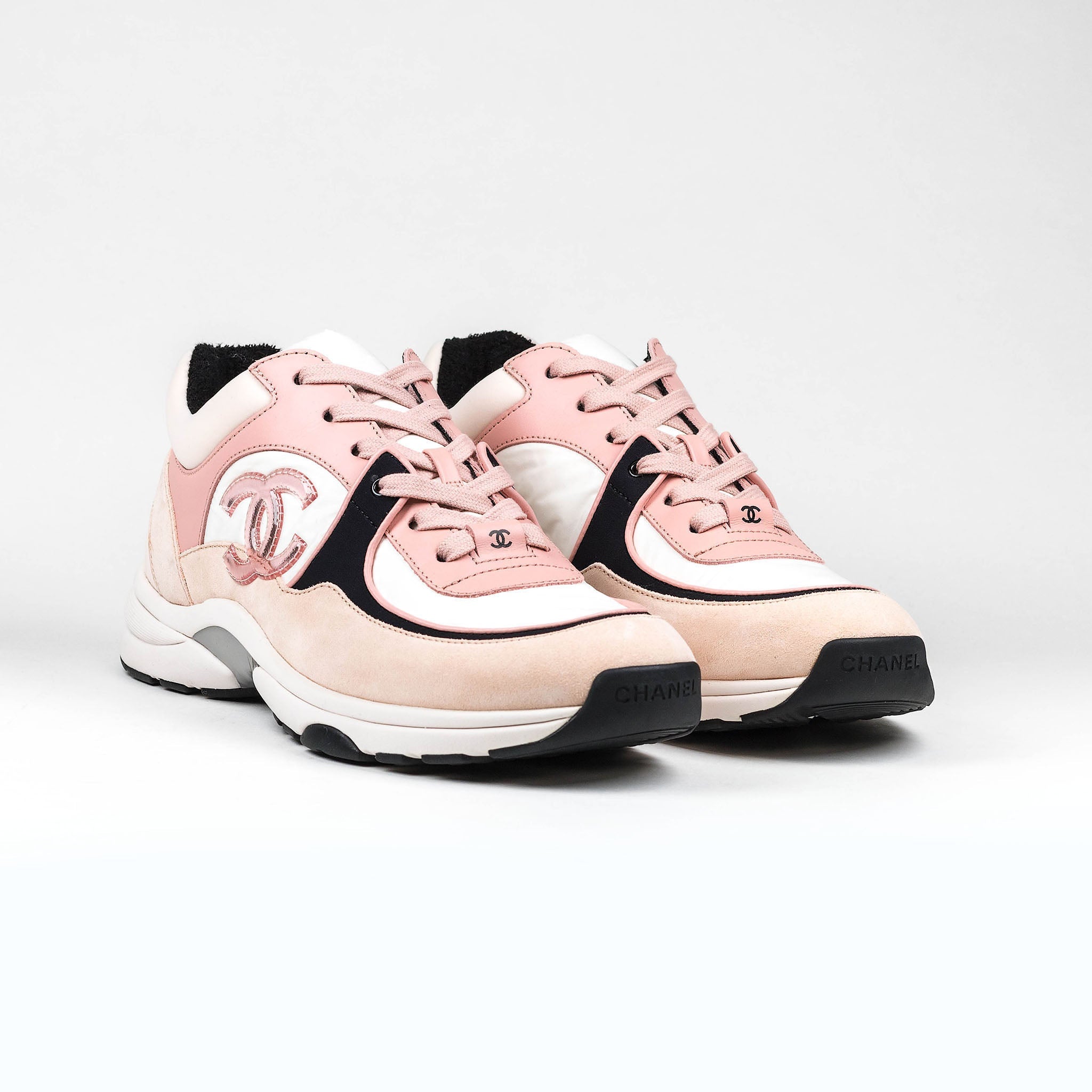 black and pink chanel sneakers