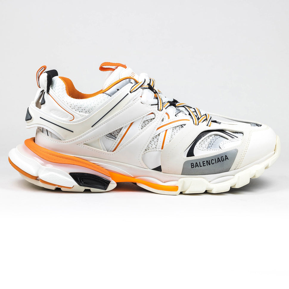 Balenciaga Track Leather And Mesh Sneaker Off White Orange – Crepslocker