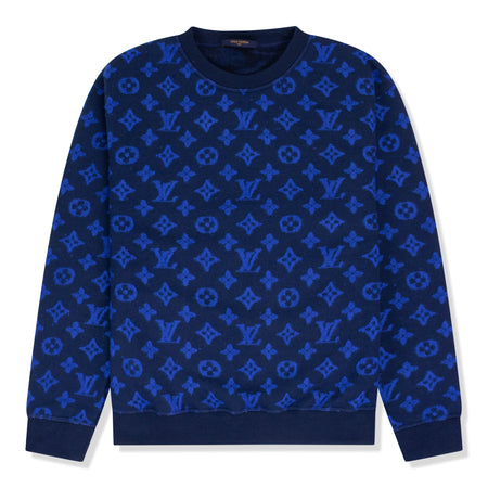 Louis Vuitton Blue Monogram Jacquard Crew Neck Sweatshirt S Louis
