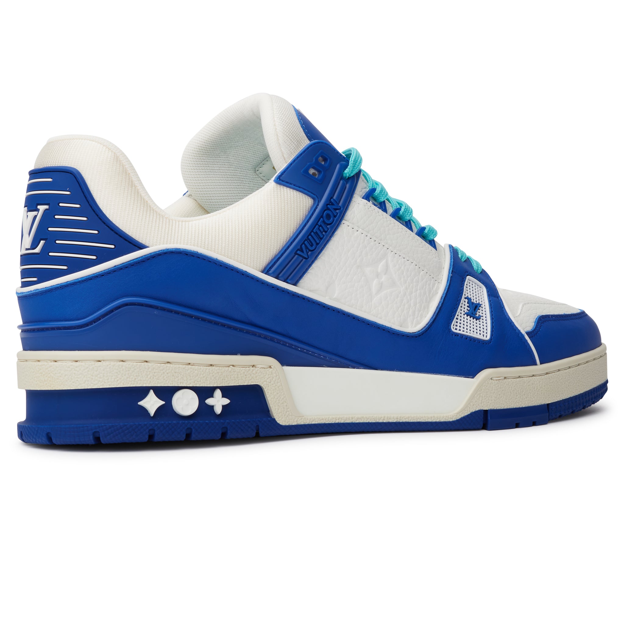 NEW LOUIS VUITTON TROCADERO LEATHER LOW TRAINERS IN BLUE LV