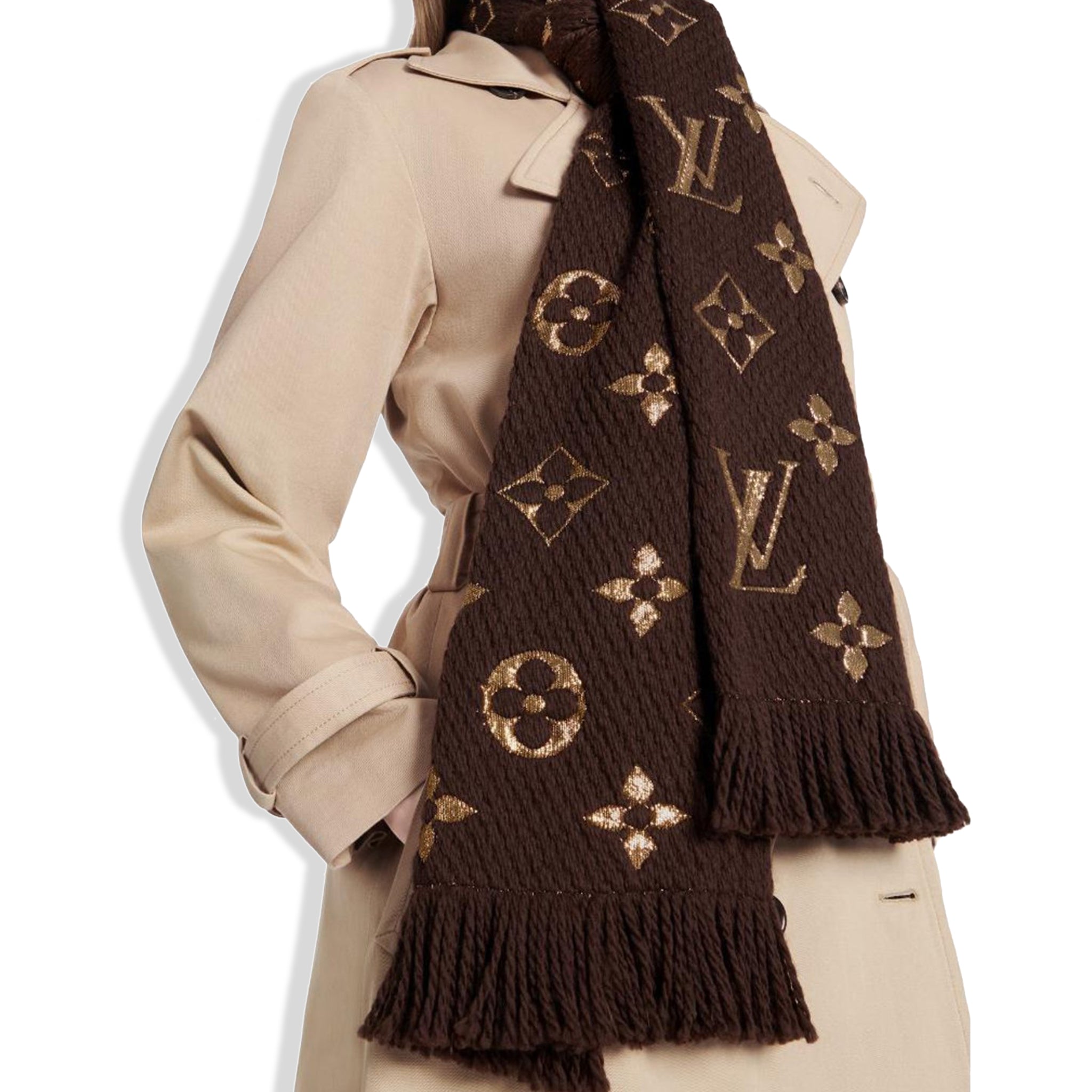 Crepslocker Vuitton Monogram Shine Brown Scarf | Porte-documents Vuitton Porte documents Voyage en toile damier grise et cuir noir