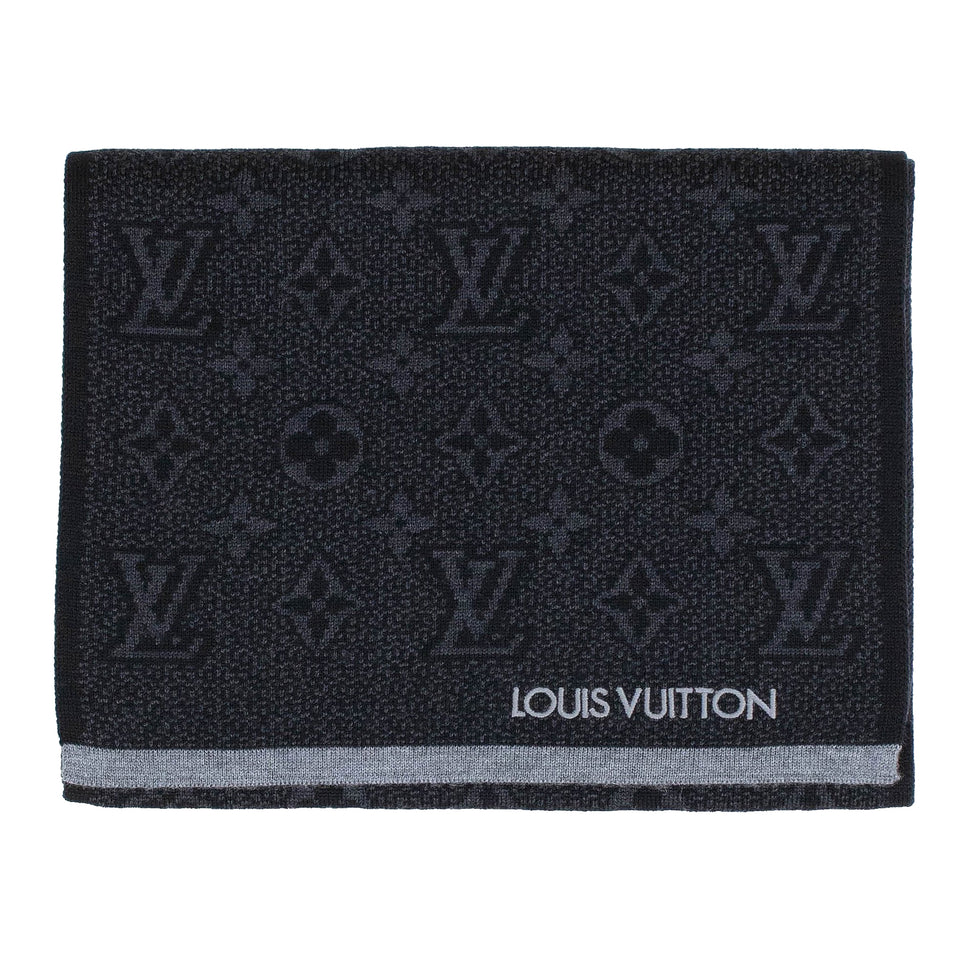 LOUIS VUITTON My Monogram Eclipse Scarf Grey Wool